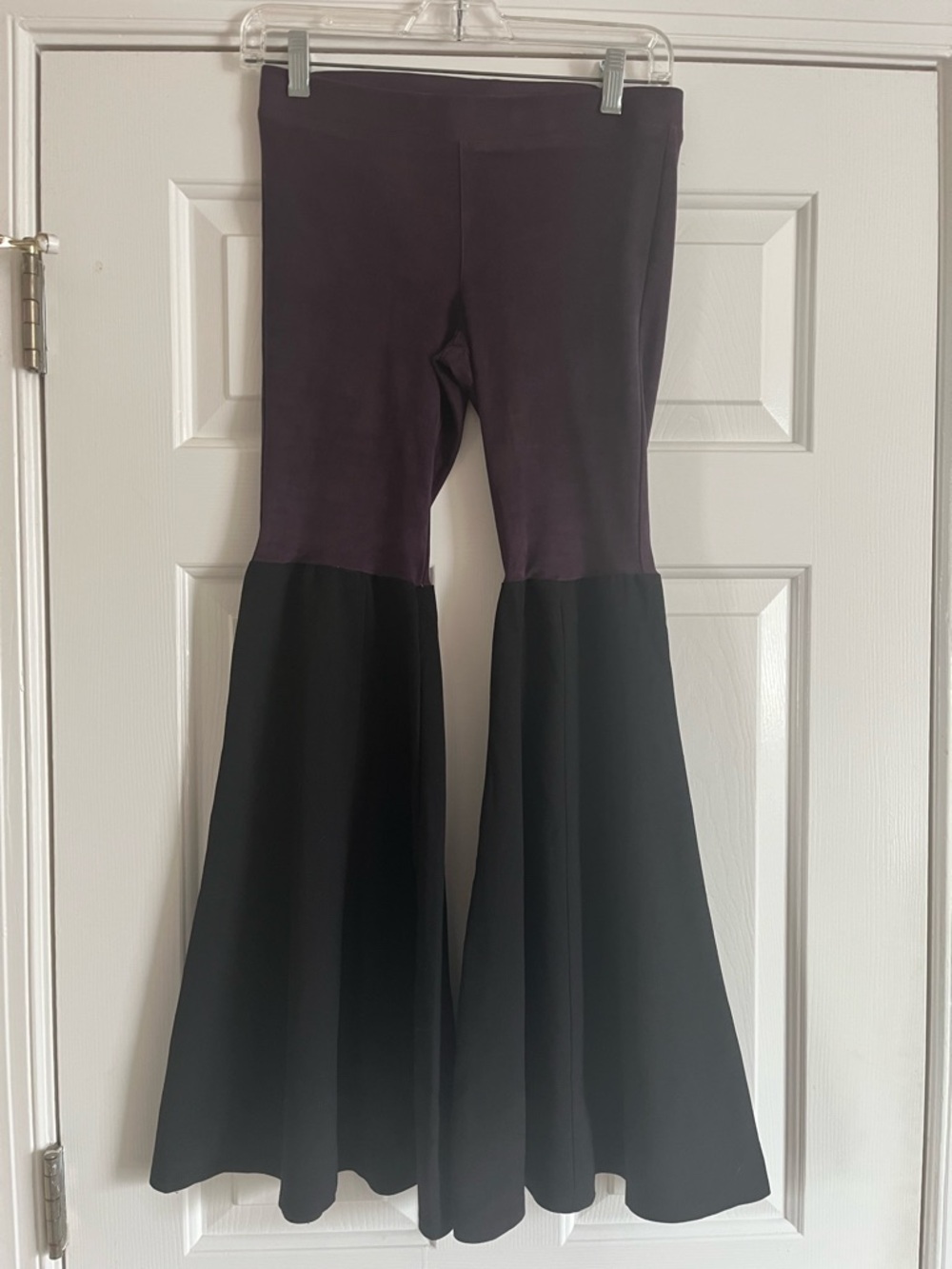 MORGAN FACTORY purple black bell bottom pants XS/S petite short